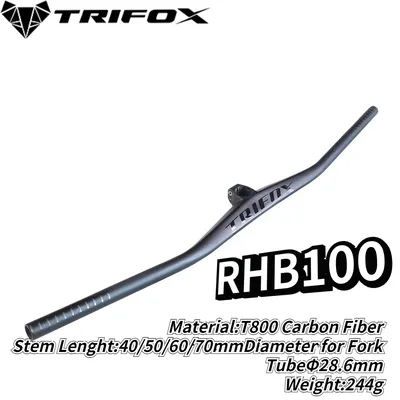 TRIFOX-Guidon intégré VTT en carbone RHB100 Longueur de la tige 40mm 50mm 60mm 70mm