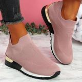 EQWLJWE Women s Walking Sneakers Lightweight Breathable Knitted Non-Slip Sock Tennis Shoes Slip on Pull on Sneakers