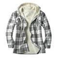 ketyyh-chn99 Men Jacket Jacket Men Large Tall Male Winter Loose Plush Plaid Double Pocket Jacket Hooded Long Reversible Hunting Jacket