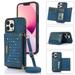 Tarise iPhone 13 Pro Max Wallet Case Cover for Women Men iPhone 13 Pro Max Case with Strap Glitter PU Leather Crossbody Strap RFID Blocking Phone Case for iPhone 13 Pro Max 6.7 inch 2021 Blue