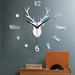 Cptfadh Deer Head Large Wall Clock Acrylic 3D three-dimensional decorative clock diy deer head wall clock creative fashion digital quartz mirror wall sticker clock silver