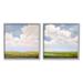 Stupell Industries Panoramic Clouds Over Bay Painting Gray Framed Art Print Wall Art Set of 2 Design by Catherine Andersen