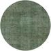 Ahgly Company Indoor Round Mid-Century Modern Dark Olive Green Oriental Area Rugs 6 Round