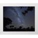 Kaveney Wendy 24x20 White Modern Wood Framed Museum Art Print Titled - Namibia Milky Way and quiver trees at night