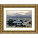 Looney Hollice 32x23 Gold Ornate Wood Framed with Double Matting Museum Art Print Titled - Usa-Oregon-Yachats Thors Well-Waves Crashing into Thors Well