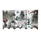 6 Panel Chinese Folding Divider Panel Home Partitions Room Screen Decoration Wooden Crafts (Plum Orchid Bamboo Chrysanthemum)