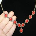 Nine West Jewelry | Beautiful Gold And Red Y Drop Necklace By Nine West Vintage America 16-18" | Color: Gold/Red | Size: Os