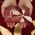 Coffret cadeau Best Wishes boîtes à bonbons au chocolat en papier bordeaux pour emballage faveurs