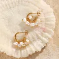 Boucles d'oreilles en perles d'eau douce dorées pour femmes et filles boucles d'oreilles créoles en