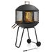 Costway 28 Inch Portable Fire Pit on Wheels with Log Grate-Black
