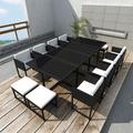 Latitude Run® Garden Dining Set 9/11/13 Pieces Poly Rattan Outdoor Dinner Table Chair Metal in Black | 60 W in | Wayfair