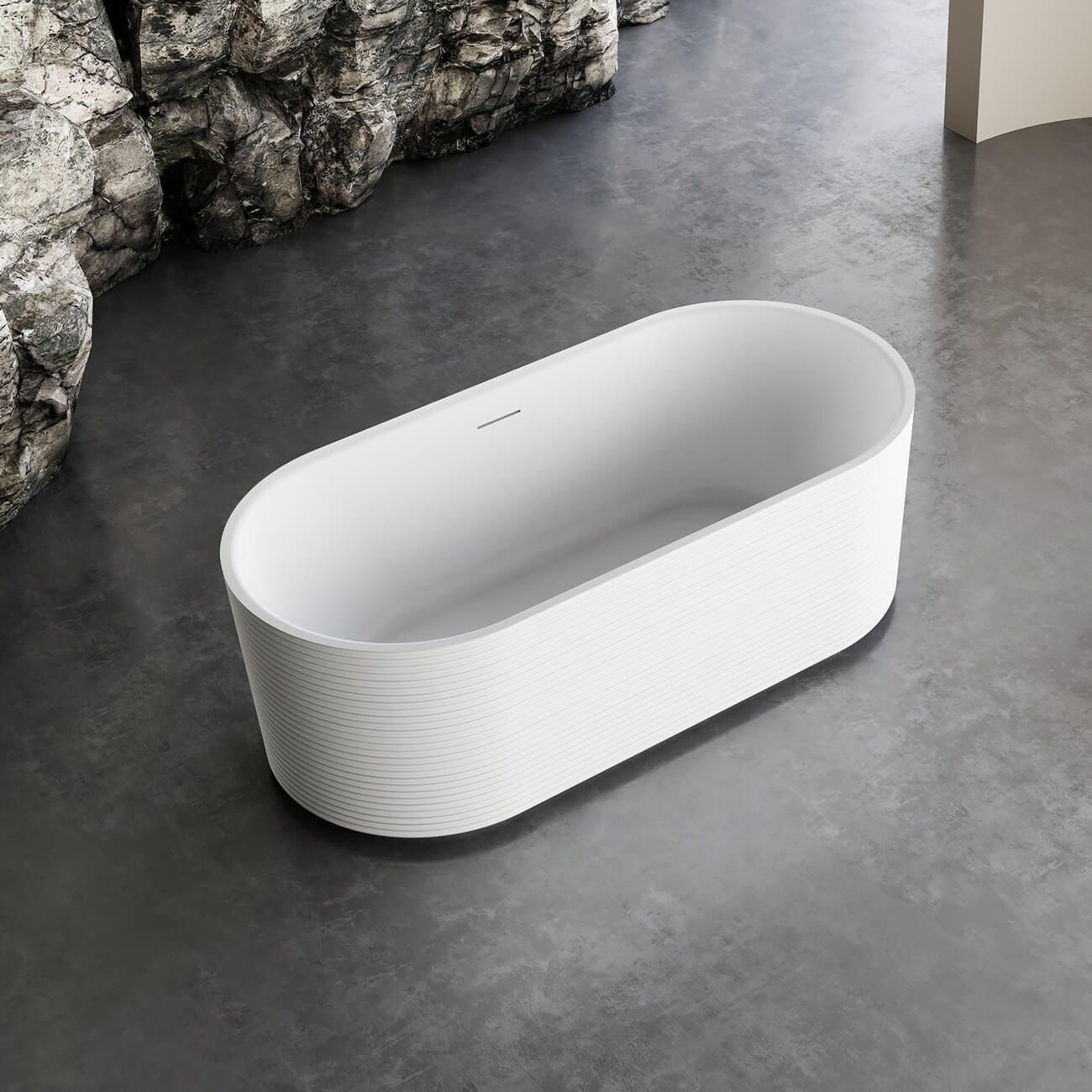 Randolph Morris Horizontal 67 Inch Acrylic Fluted Freestanding Tub - White RMTW7881-67