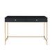 Rectangular Writing Desk with 2 Drawers in Black and Gold