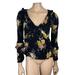 American Eagle Outfitters Tops | American Eagle Black Long Sleeve Floral Ruffled Blouse Xs | Color: Black | Size: Xs