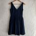 J. Crew Dresses | J. Crew Navy Blue Sleeveless V Neck Fit Flare Dress 100% Cotten Women’s 4 | Color: Blue | Size: 4