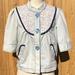 Anthropologie Jackets & Coats | Anthropologie Lux 3/4 Sleeve Baby Blue Floral Print Jacket Size Small | Color: Blue | Size: S