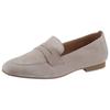Loafer GABOR, Damen, Gr. 38, grau (hellgrau), Ziegenveloursleder, unifarben, klassisch, Schuhe, Slipper,Businessschuh mit dezentem Blockabsatz