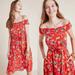 Anthropologie Dresses | 47 Of 52 Conversations By Anthropologie Red Floral Off Shoulder Midi Dress Us 6 | Color: Red | Size: 6