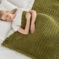 Maetoow Tighter Version Chenille Chunky Knit Blanket Throw 40×50 Inch, Handmade Warm & Cozy Blanket Couch, Bed, Home Decor, Soft Fleece Banket, Boho Thick Blankets and Giant Yarn Throws，Olive Green