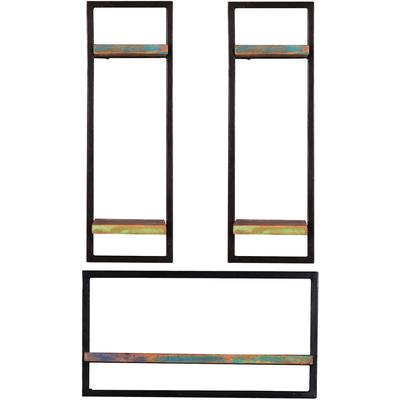 Wandregal SIT "Riverboat", bunt (schwarz, bunt), B:65cm H:115cm T:25cm, Metall, Massivholz, Regale Image