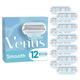 Gillette Venus Smooth Women's Razor Blades with Lubricated Strips, Pack of 12 Refill Blades