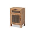 Baxton Studio Clement Rustic Transitional Medium Oak Finished 1-Door and 1-Drawer Wood Spindle End Table - Wholesale Interiors LD19A008-Medium Oak-ET