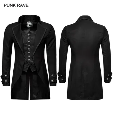 Gilet gothique Punk Rave victorien Steampunk noir veste 2 pièces mode y750