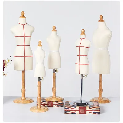 Mini Mannequin de Couture pour la Conception de Vêtements Buste Robe Support en Bois Base en