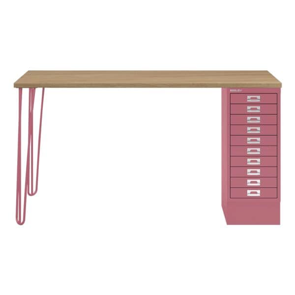 Bisley Schreibtisch »MultiRange« eichefarbene Platte mit 10 Schubladen pink, 140x74x60 cm Image
