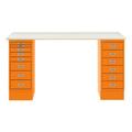 Schreibtisch »MultiRange« Plywood Platte mit 14 Schubladen orange, Bisley, 140x74x60 cm