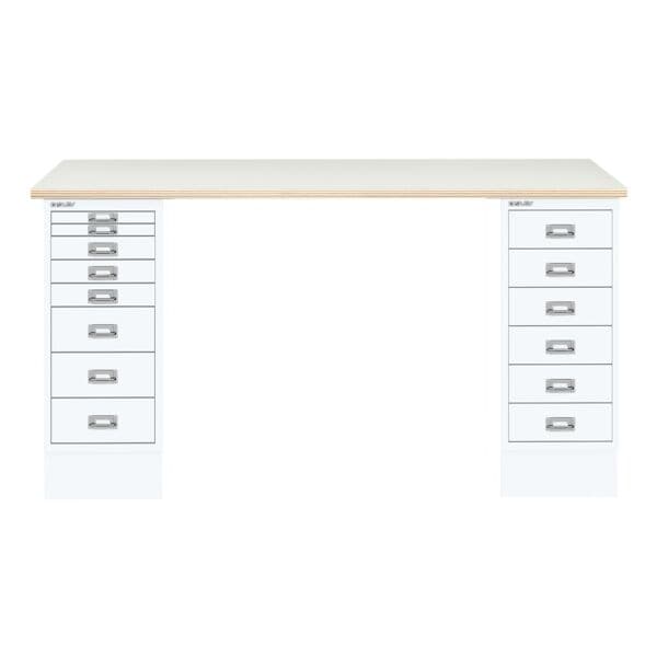 Bisley Schreibtisch »MultiRange« Plywood Platte mit 14 Schubladen weiß, 140x74x60 cm