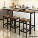 4-Piece Counter Height Extra Long Dining Table Set, Bar Table Set with 3 Stools, Side Table with Footrest