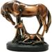 HTYSUPPLY Bronze Mom & Baby Horse Sculpture Statue 6 w X 7 h