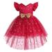 JDEFEG Girls Dresses Girl in Dress Kids Girls Pageant Bow Tie Sequins Dress Party Child Gown Princess Dress Girls Coral Dresses Girls Swimsuit Cotton Blend Red 100