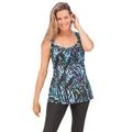 Plus Size Women's Back Smoother Tankini Top by Woman Within in Blue Painterly Leaves (Size 24)