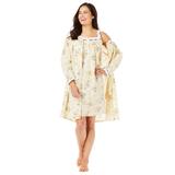 Plus Size Women's Short 2-Piece Cabbage-Rose Peignoir Set by Only Necessities in Yellow Floral (Size 3X)