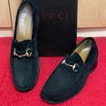 Gucci Shoes | Authentic Men Gucci Black Suede Loafers Gold Horsebit Men 7 | Color: Black | Size: 7