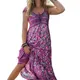 Robe de plage maxi à imprimé floral pour femme robe à lacets vintage fibre large ourlet bohème