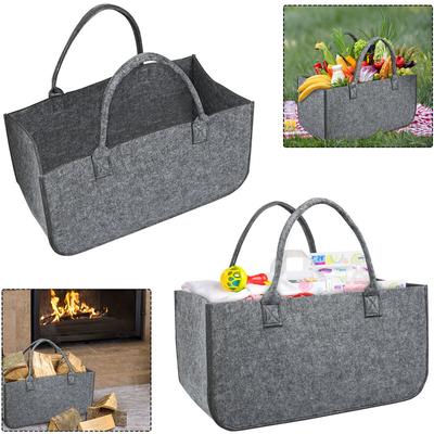 Hengmei - Brennholzregal 2 Stück Hellgrau Kaminholztasche Filz Tragbarer faltbar Holzkorb Image