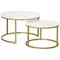 Lot de 2 tables gigognes art déco acier doré effet marbre blanc