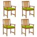 vidaXL Patio Chairs with Cushions 4 pcs Solid Acacia Wood - 24" x 22.4" x 36.2"