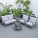 LeisureMod Walbrooke Modern Patio Conversation Set With Fire Pit Table