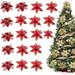 Luxtrada 18Pcs Christmas Poinsettia 2 Design Glitter Artificial Flower Winter Party Supplies Christmas Flowers for Xmas Tree Ornament Wedding Birthday Wreath Decoration