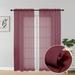 OVZME Sheer Window Curtains 72 inch Long 2 Pieces Short Semi Sheer Rod Pockets Light Filtering Curtain Drapes Window Treatment for Living Room/ Kid Room/Bedroom/Christmas Decor 40 W Burgundy