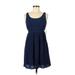 Princess Vera Wang Casual Dress - A-Line Scoop Neck Sleeveless: Blue Print Dresses - New - Women's Size 9