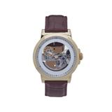 Heritor Automatic Xander Semi-Skeleton Leather-Band Watch - Men's Gold/Brown One Size HERHS2403