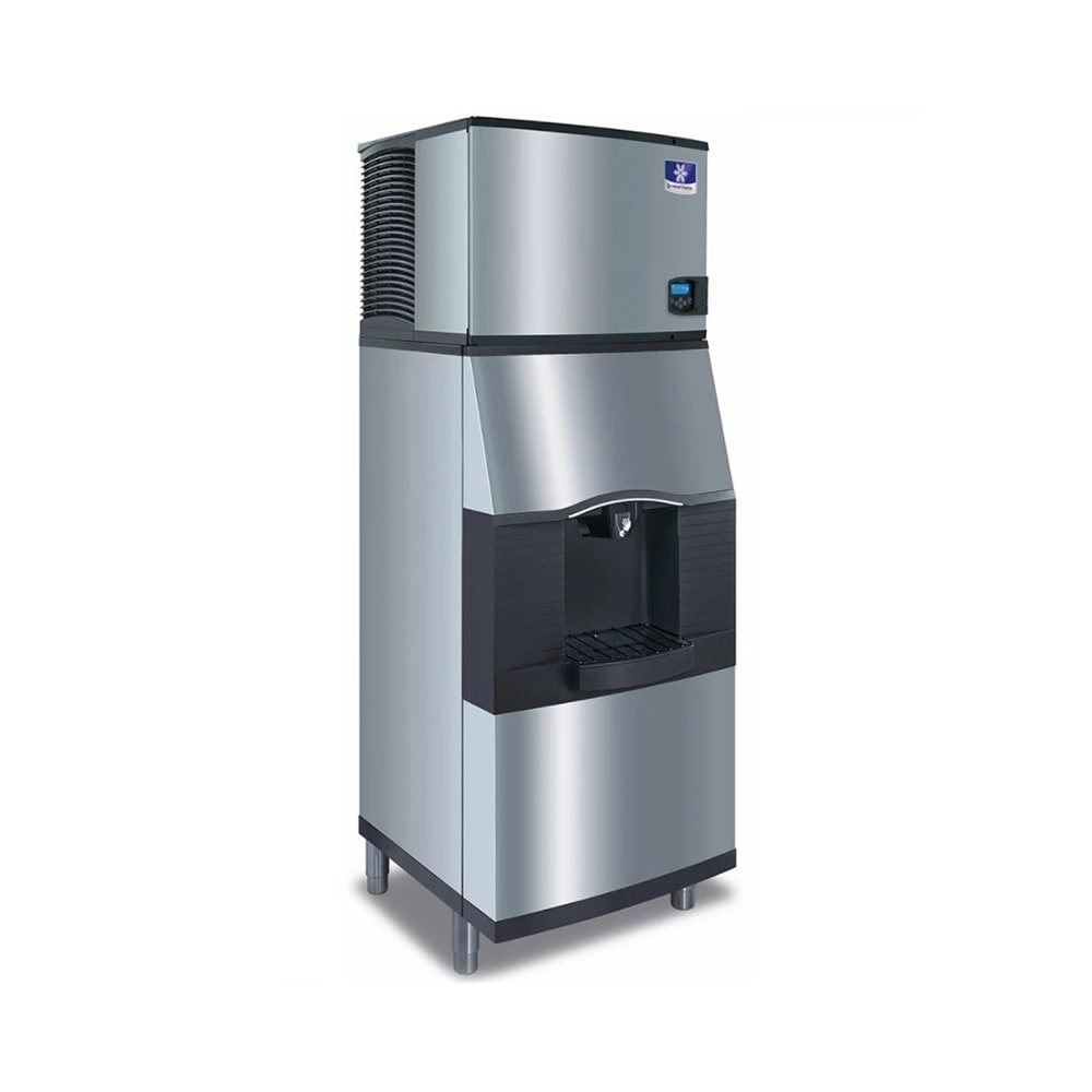 Manitowoc IYT0300W/SPA312 310 lb Half Cube Commercial Ice Machine w/ Ice Dispenser - 180 lb Storage, Bucket Fill, 115v, 180 lb Storage Capacity, 115 V, Stainless Steel