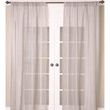 Minicheck Linen Sheer Curtain, Grey, Single Curtain Panel