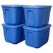 HOMZ 10 Gallon Heavy Duty Plastic Storage Container, Capri Blue (4 Pack) - 3.34