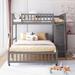 White Wooden Twin Over Full Bunk Bed With Six Drawers and Flexible Shelves, Bottom Bed with Wheels